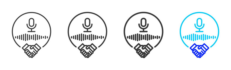 Media Handling icon set collection in creative outline style for business featuring multiple thickness variations suitable for crisis management 