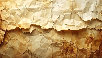 Close-up of crumpled, aged paper with rough edges