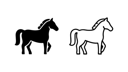 Obraz premium Horse icons with outline and solid fill with transparent background