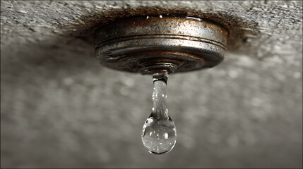 Ceiling leak causing water to drip, illustrating water damage 77861421 1