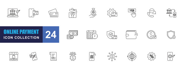 collection of  online payment icons ,editable stroke.