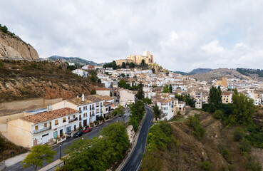 Panoramic aerial view picturesque village of Velez-Blanco. Spain