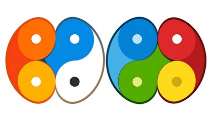 Two variations of a stylized Yin and Yang symbol
