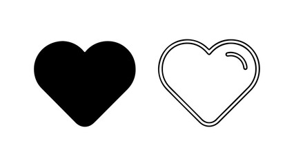 Heart icons with outline and solid fill with transparent background