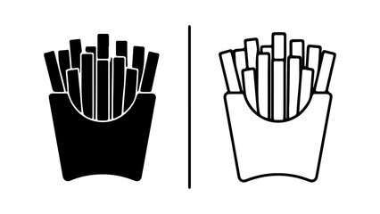 French fries in paper container with transparent background