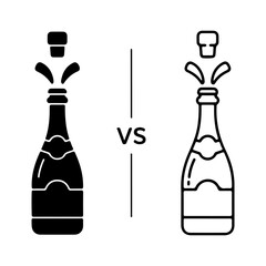 Champagne bottles comparison with transparent background
