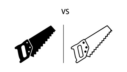 Hand saws comparison with transparent background