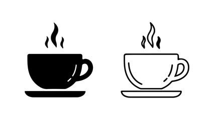 Hot beverage cups with steam with transparent background