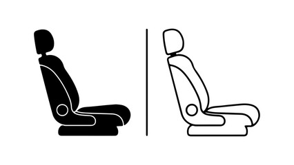 Car seats outline and solid with transparent background