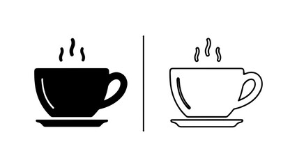 Hot beverage cups with steam with transparent background