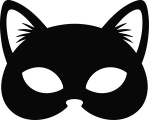 Mysterious black cat mask with pointed ears and cut-out eye holes