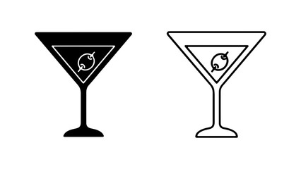 Martini glass with olive with transparent background