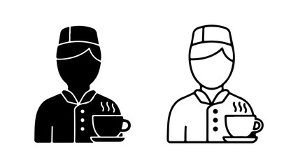 Waiter serving coffee with transparent background