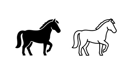 Horse outline and silhouette with transparent background