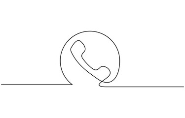 Continuous one line drawing of a telephone icon vector illustration isolated on transparent background. EPS 10