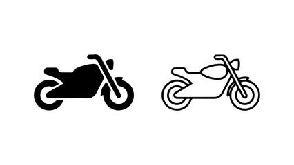 Obraz premium Motorcycle icons with outline and solid fill with transparent background