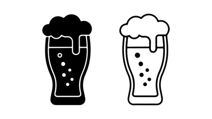 Beer glasses with foam with transparent background