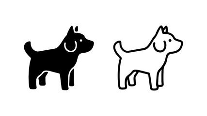 Dog icons with outline and solid fill with transparent background