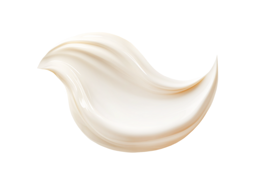 Glossy creamy brushstroke with soft light on transparent background	
