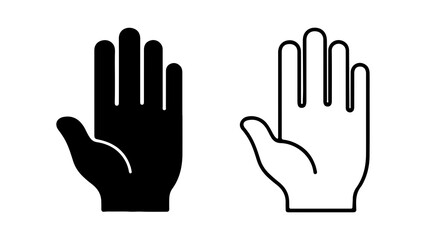 Hand icons with outline and solid fill with transparent background