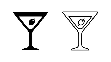 Martini glass with olive with transparent background
