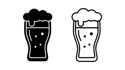 Beer glasses with foam with transparent background