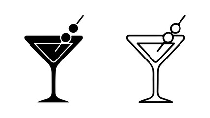 Martini glasses with olives with transparent background