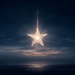 Beautiful Christmas star glowing in the night sky