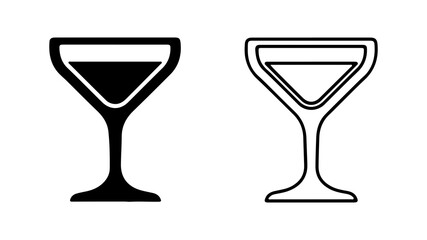 Martini glasses outline with transparent background
