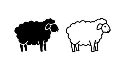 Black and white sheep with transparent background