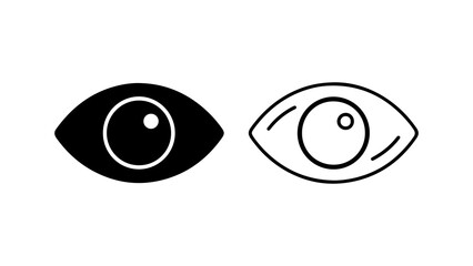 Eye icons set with outline and solid fill