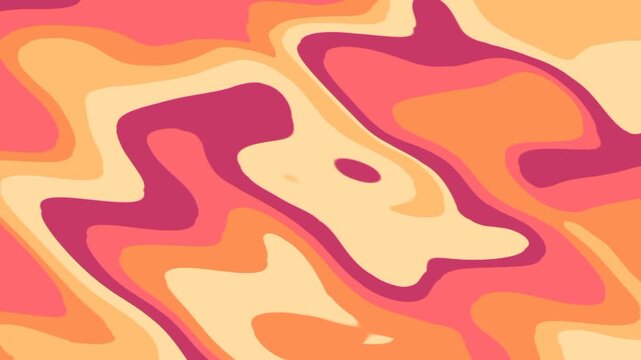 Groovy retro liquid wave pattern with warm orange, red, and beige colors, perfect for a vintage aesthetic background.