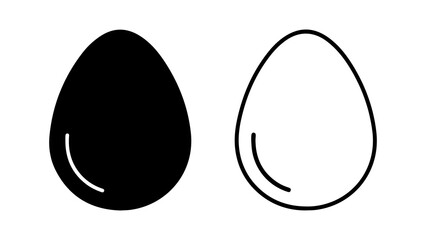 Egg icons with outline and solid fill with transparent background