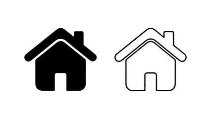 Home icons with outline and solid fill with transparent background