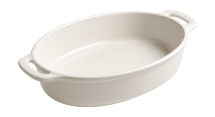 Deep oval porcelain dish ideal for baking family-sized casseroles in any oven.