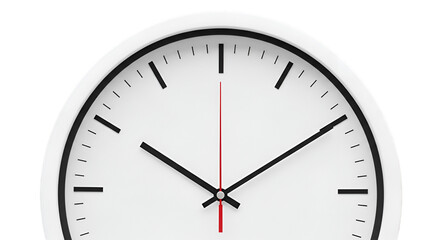 Close-up of a White Analog Clock Face with Black Hands