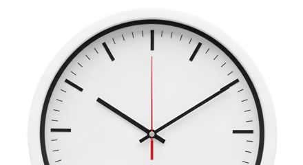 Close-up of a White Analog Clock Face with Black Hands