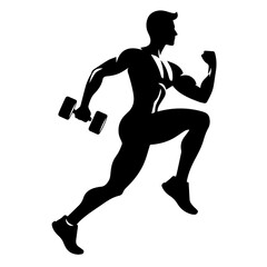 black and white vector silhouette of gym person