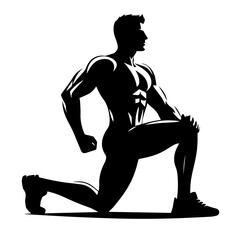 black and white vector silhouette of gym person