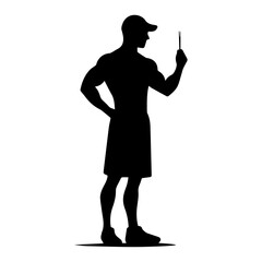 black and white vector silhouette of gym person