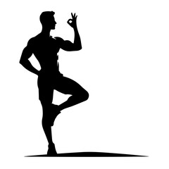 black and white vector silhouette of gym person