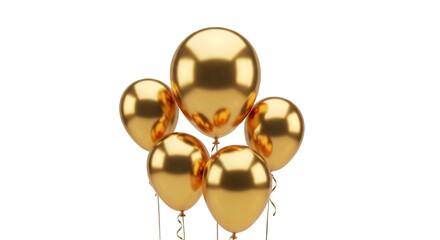 Bunch of Shiny Golden Balloons on Black Background
