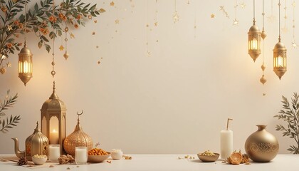 Ramadan kareem style editable template background minimalist and islamic style eid mubarak iftar party.