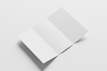 A4 Trifold Brochure White Blank 3D Rendering Mockup