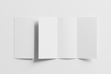 A4 Trifold Brochure White Blank 3D Rendering Mockup
