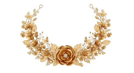 Golden Floral and Butterfly Wreath with Gem Accents