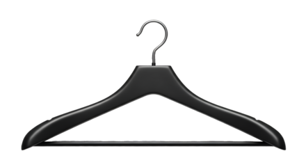 Sleek Black Hanger with Silver Hook on Black Background