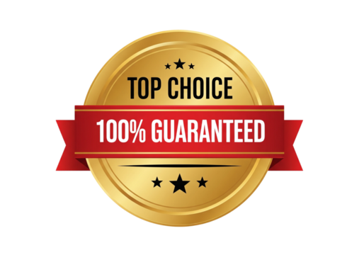 Golden Top Choice Guarantee Badge with Ribbon and Stars transparent png