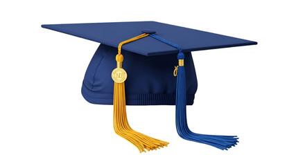 Graduation Cap with Blue and Gold Tassels