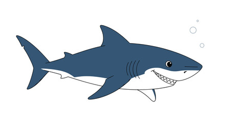 Obraz premium A close up illustration of a great white shark swimming in the ocean with bubbles rising from its mouth.